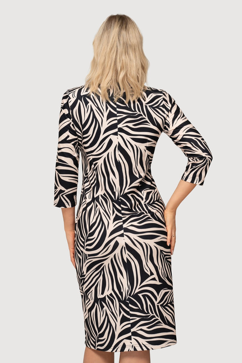 Sukienka wzór beżowo-czarny– Amelia