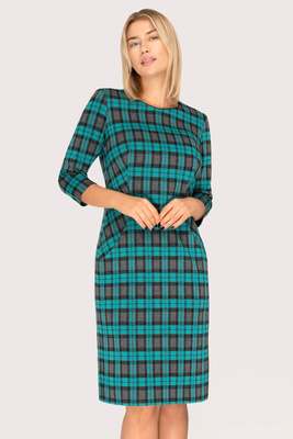 Sukienka zielona w kratę z kieszeniami – Amelia