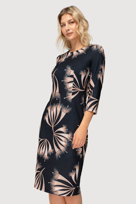 Sukienka granatowa wzór dmuchawce – Amelia