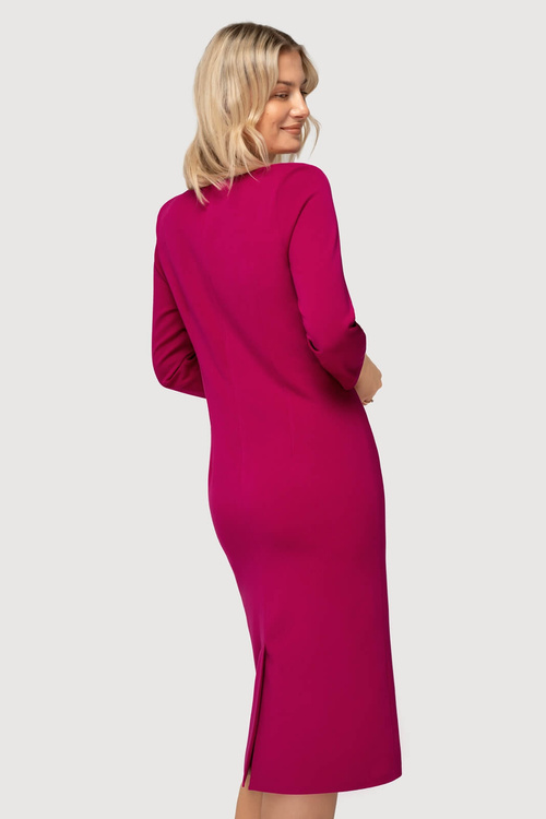 Sukienka fuksjowa z marszczeniami- Bianca