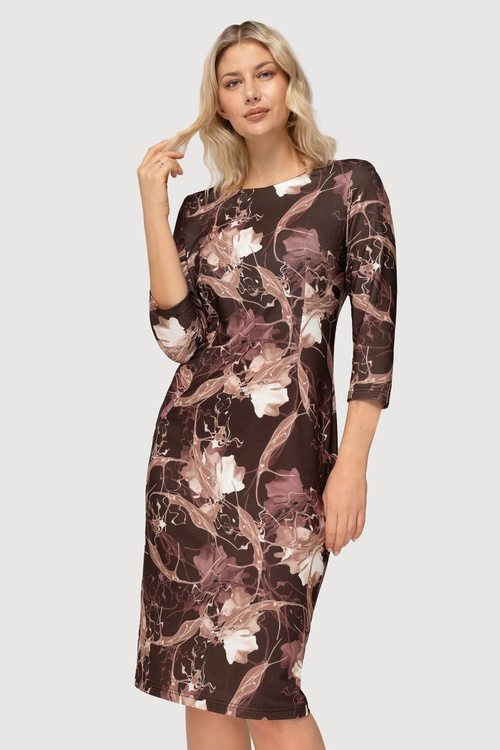 Sukienka brązowa ze wzorem – Amelia