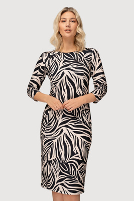 Sukienka wzór zebra beżowo-czarna– Amelia