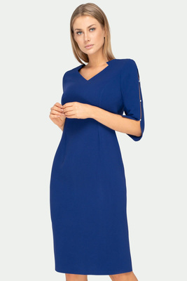 Sukienka granatowa z ozdobnymi rękawami – Gabrielle
