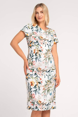 Sukienka ecru w roślinny wzór – Pola