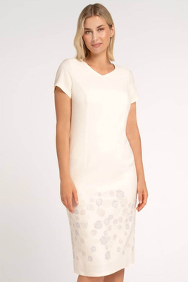 Waniliowa sukienka w delikatne kwiaty – Pola