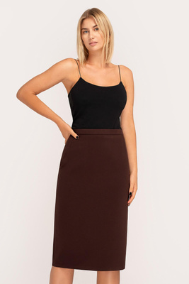 Brązowa spódnica ołówkowa 70 cm