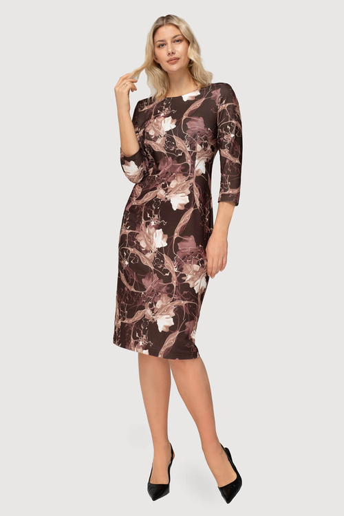 Sukienka brązowa ze wzorem – Amelia