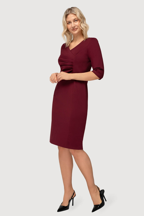 Sukienka bordowa z marszczeniami - Agnes