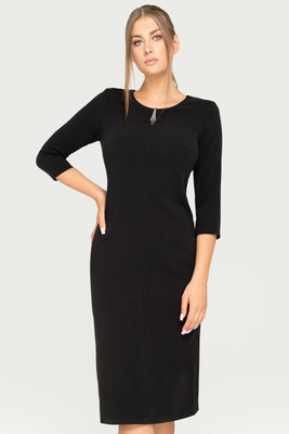 Sukienka czarna z ozdobą przy dekolcie – Eva