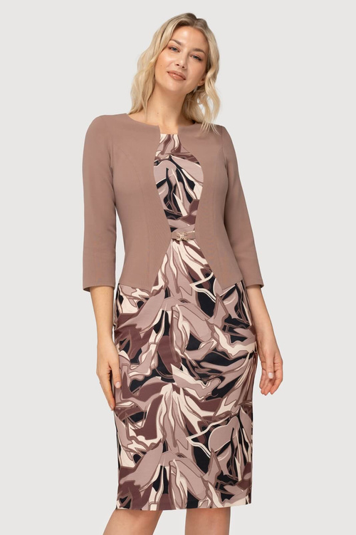 Sukienka beżowa ze wzorem – Cornelia