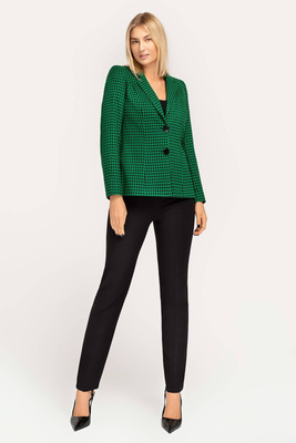 Kostium czarny z żakietem w zielono-czarną pepitkę - Clara