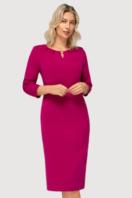 Sukienka fuksjowa z marszczeniami- Bianca