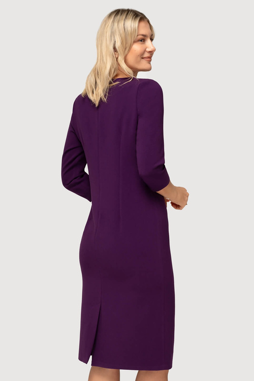Sukienka midi fioletowa z rękawem 3/4- Bianca