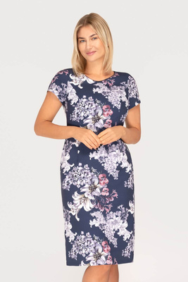 Sukienka granatowa w białe kwiaty – Pola
