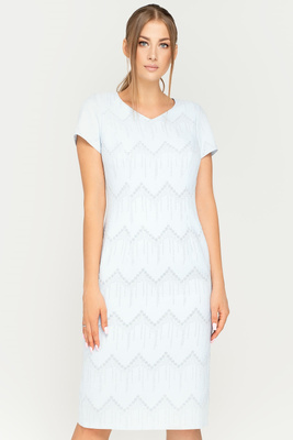 Sukienka błękitna z geometrycznym wzorem – Pola