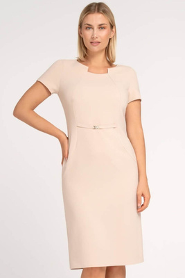 Sukienka beżowa z imitacją bolerka – Sonia