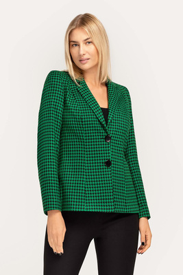 Żakiet w zielono-czarną pepitkę z klasycznym kołnierzem – Clara