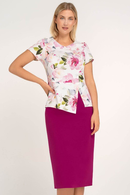 Komplet biskupi z bluzką w kwiaty i spódnicą – Kaia