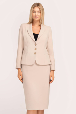 Garsonka beżowa z kołnierzem szalowym