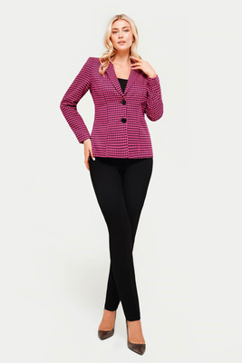 Kostium czarny z żakietem w różowo-czarną pepitkę - Clara